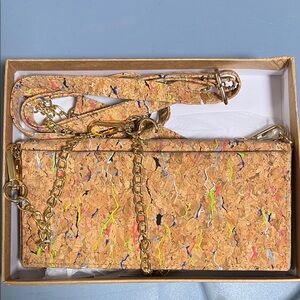 Vibrant Cork Mini Bag with Gold Chain